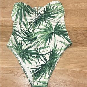Green Leaf Print Swimsuit